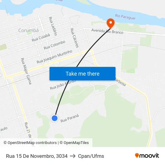 Rua 15 De Novembro, 3034 to Cpan/Ufms map