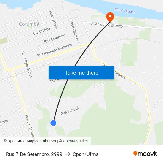 Rua 7 De Setembro, 2999 to Cpan/Ufms map