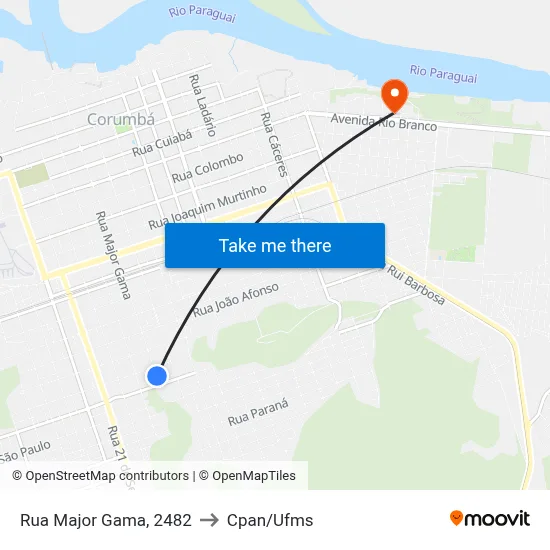 Rua Major Gama, 2482 to Cpan/Ufms map
