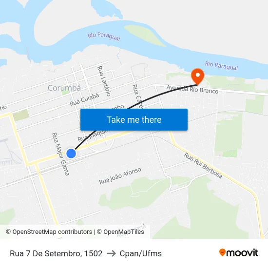 Rua 7 De Setembro, 1502 to Cpan/Ufms map