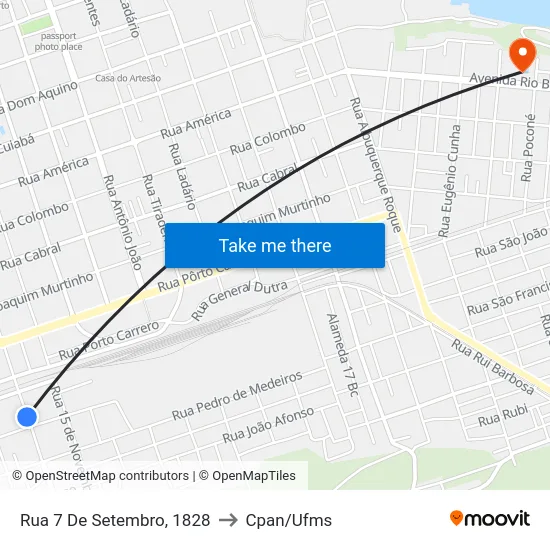 Rua 7 De Setembro, 1828 to Cpan/Ufms map