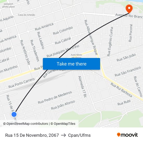 Rua 15 De Novembro, 2067 to Cpan/Ufms map