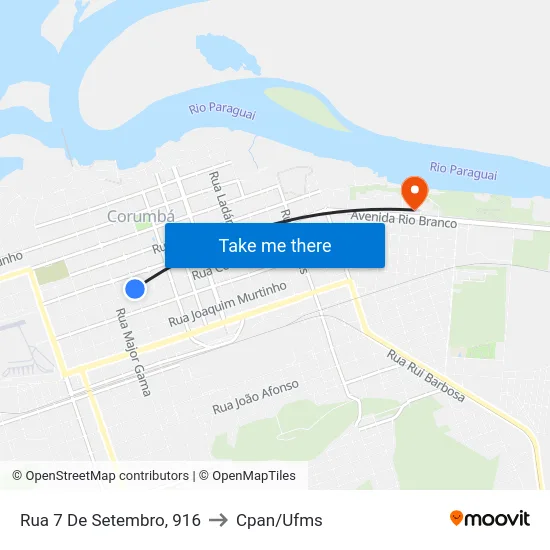 Rua 7 De Setembro, 916 to Cpan/Ufms map