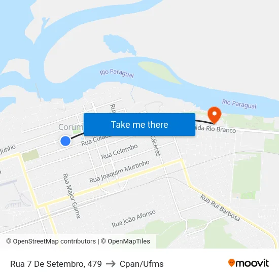 Rua 7 De Setembro, 479 to Cpan/Ufms map
