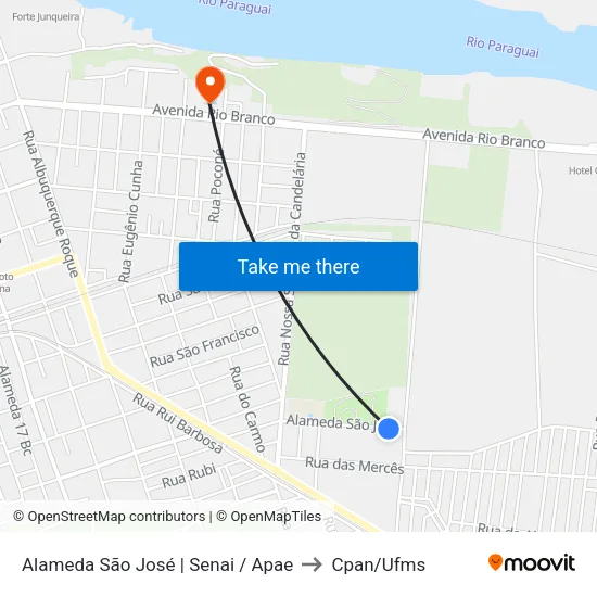 Alameda São José | Senai / Apae to Cpan/Ufms map