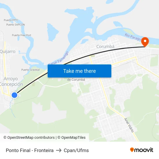Ponto Final - Fronteira to Cpan/Ufms map