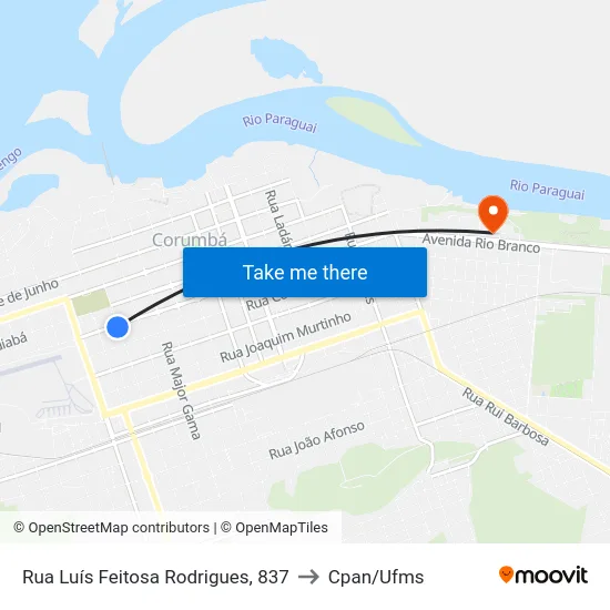 Rua Luís Feitosa Rodrigues, 837 to Cpan/Ufms map
