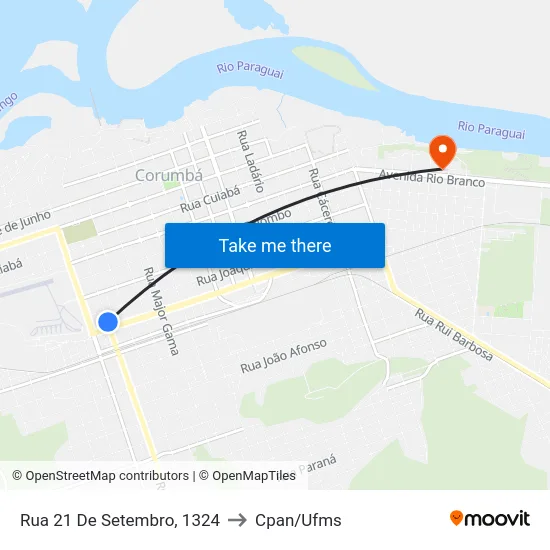 Rua 21 De Setembro, 1324 to Cpan/Ufms map