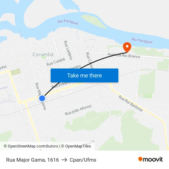 Rua Major Gama, 1616 to Cpan/Ufms map