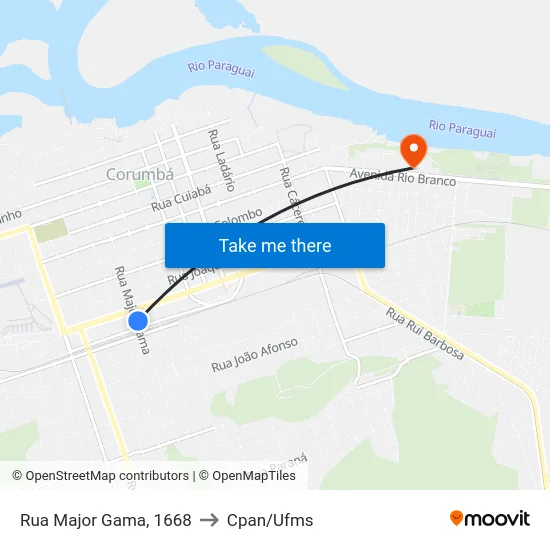Rua Major Gama, 1668 to Cpan/Ufms map