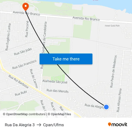 Rua Da Alegria 3 to Cpan/Ufms map