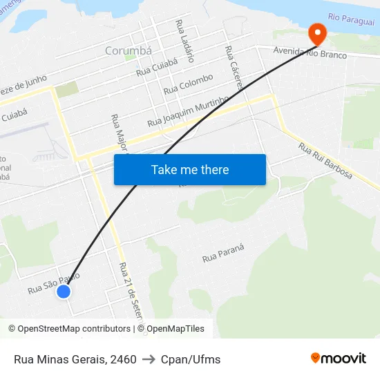 Rua Minas Gerais, 2460 to Cpan/Ufms map