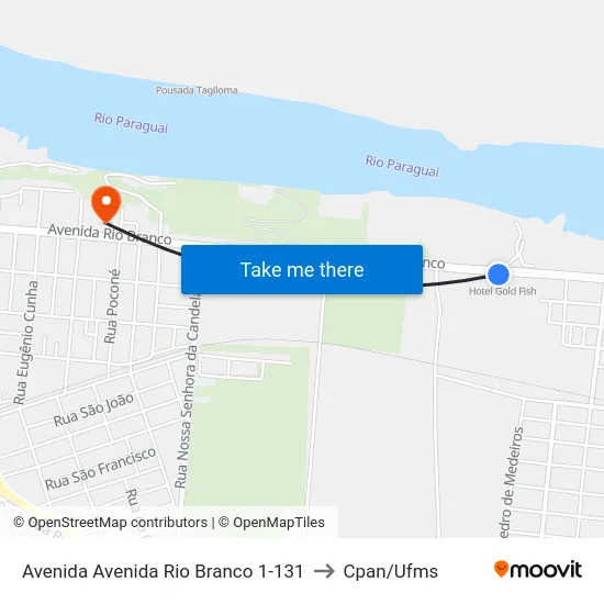 Avenida Avenida Rio Branco 1-131 to Cpan/Ufms map