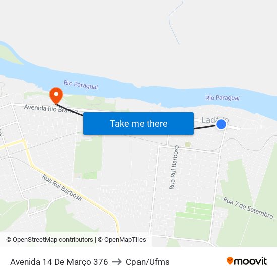Avenida 14 De Março 376 to Cpan/Ufms map