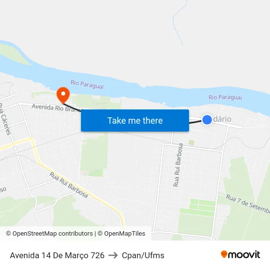 Avenida 14 De Março 726 to Cpan/Ufms map