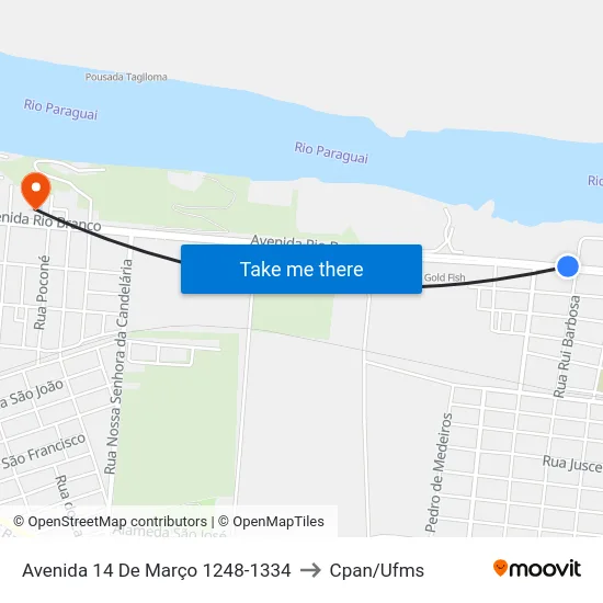 Avenida 14 De Março 1248-1334 to Cpan/Ufms map
