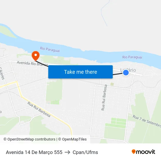 Avenida 14 De Março 555 to Cpan/Ufms map
