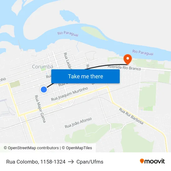 Rua Colombo, 1158-1324 to Cpan/Ufms map