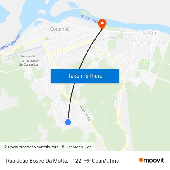 Rua João Bosco Da Motta, 1122 to Cpan/Ufms map