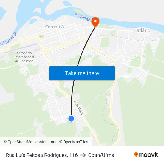 Rua Luís Feitosa Rodrigues, 116 to Cpan/Ufms map