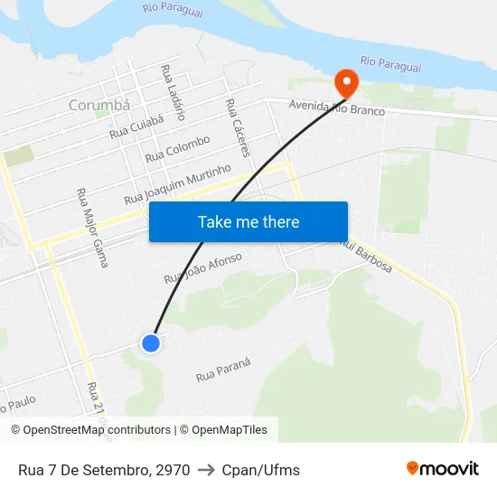 Rua 7 De Setembro, 2970 to Cpan/Ufms map