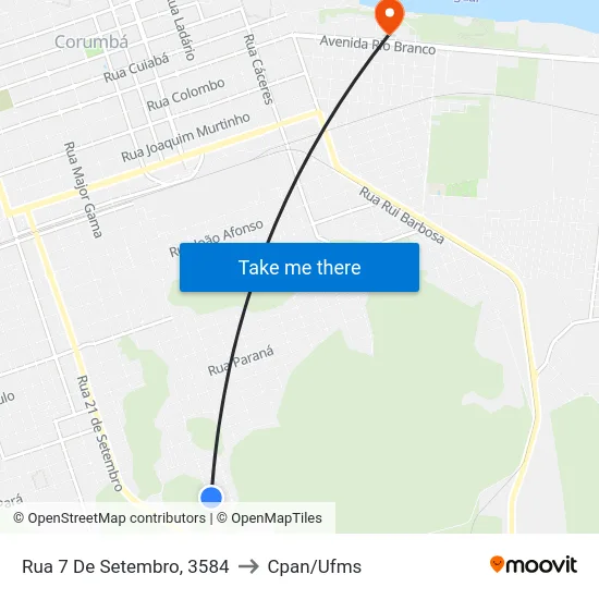 Rua 7 De Setembro, 3584 to Cpan/Ufms map