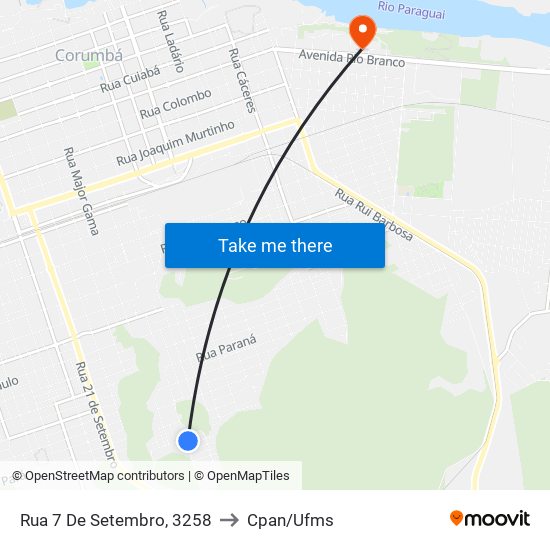 Rua 7 De Setembro, 3258 to Cpan/Ufms map