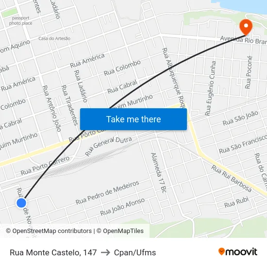 Rua Monte Castelo, 147 to Cpan/Ufms map
