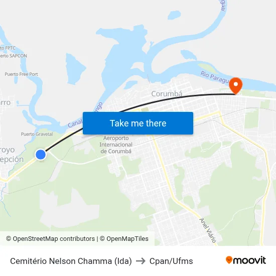 Cemitério Nelson Chamma (Ida) to Cpan/Ufms map