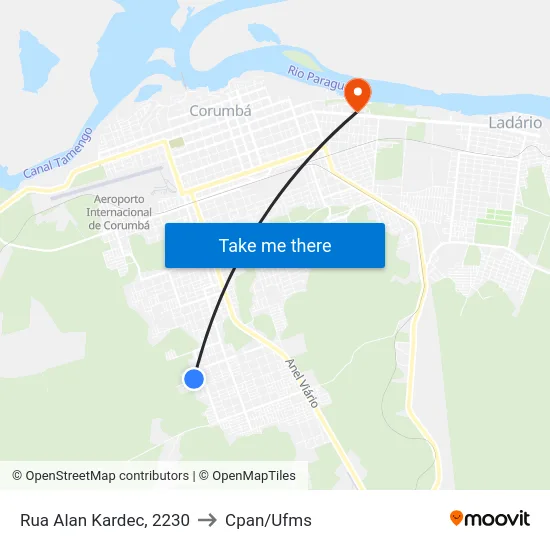 Rua Alan Kardec, 2230 to Cpan/Ufms map