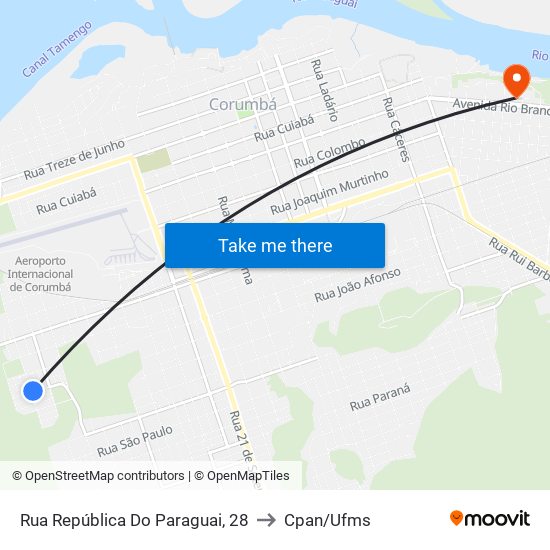 Rua República Do Paraguai, 28 to Cpan/Ufms map