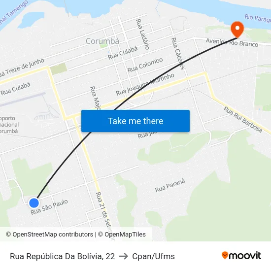 Rua República Da Bolívia, 22 to Cpan/Ufms map