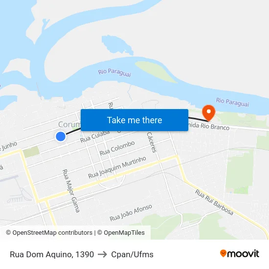 Rua Dom Aquino, 1390 to Cpan/Ufms map