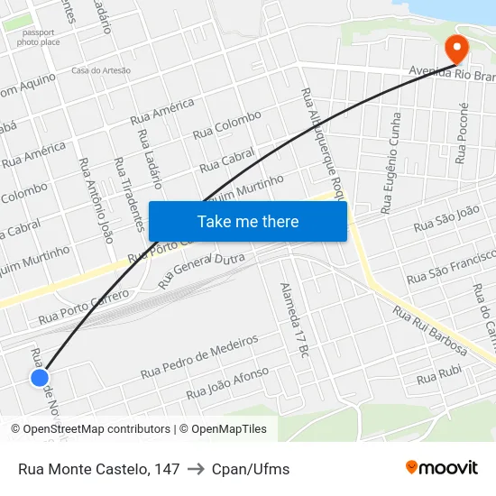 Rua Monte Castelo, 147 to Cpan/Ufms map