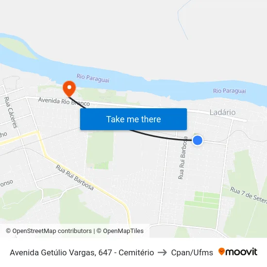 Avenida Getúlio Vargas, 647 - Cemitério to Cpan/Ufms map
