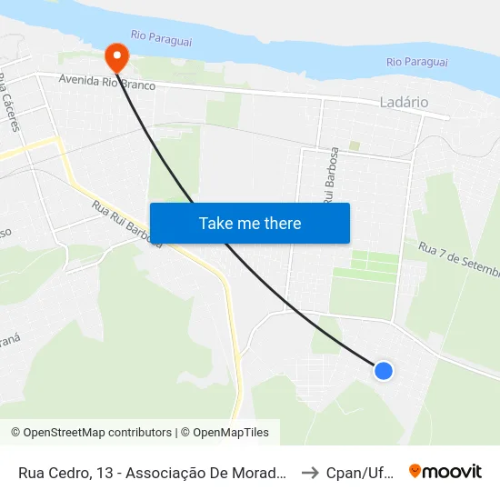 Rua Cedro, 13 - Associação De Moradores to Cpan/Ufms map