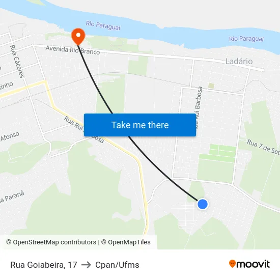 Rua Goiabeira, 17 to Cpan/Ufms map