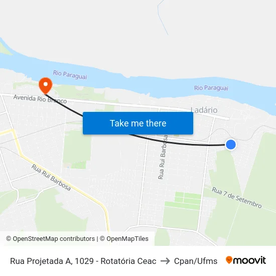 Rua Projetada A, 1029 - Rotatória Ceac to Cpan/Ufms map