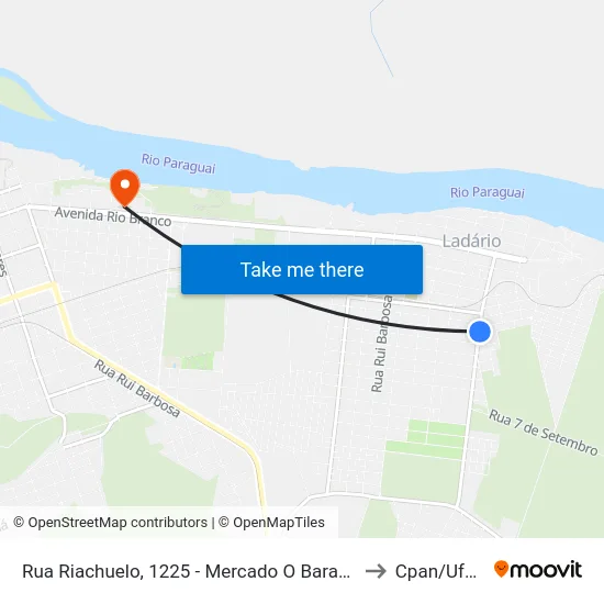 Rua Riachuelo, 1225 - Mercado O Barateiro to Cpan/Ufms map