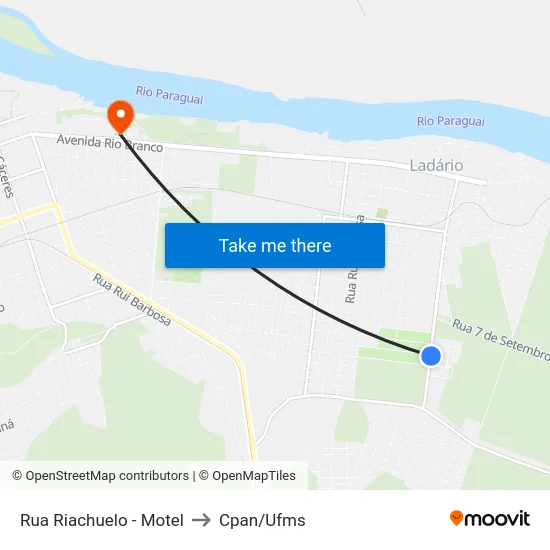 Rua Riachuelo - Motel to Cpan/Ufms map