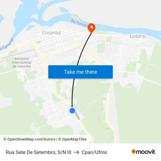 Rua Sete De Setembro, S/N III to Cpan/Ufms map