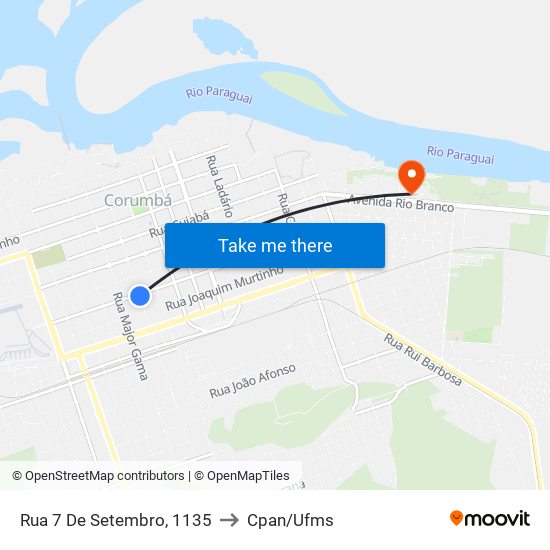 Rua 7 De Setembro, 1135 to Cpan/Ufms map