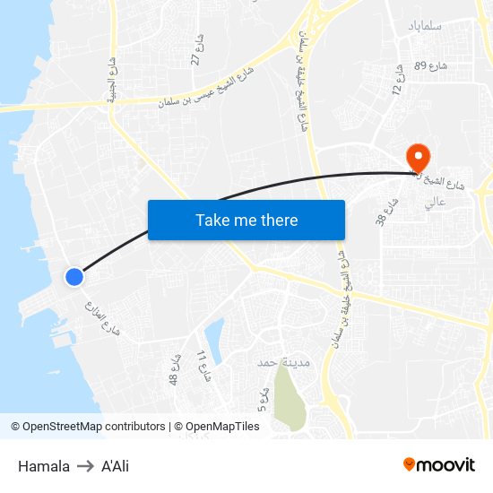 Hamala to A'Ali map