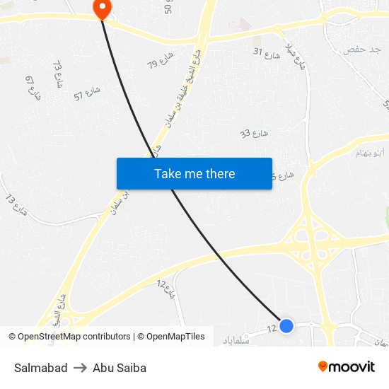 Salmabad to Abu Saiba map