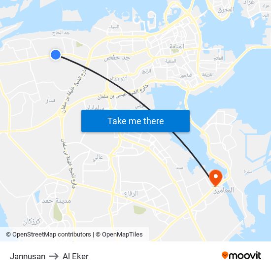 Jannusan to Al Eker map