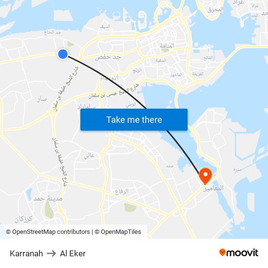 Karranah to Al Eker map