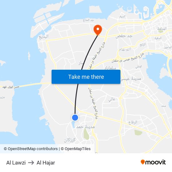 Al Lawzi to Al Hajar map