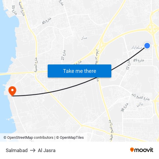 Salmabad to Al Jasra map