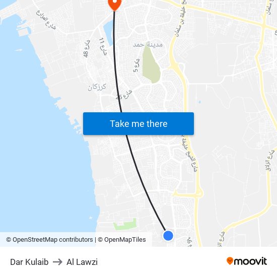 Dar Kulaib to Al Lawzi map
