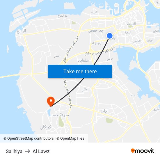 Salihiya to Al Lawzi map